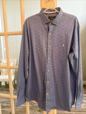 Polo by Ralph Lauren Blue Printed Long-Sleeve Button-Down Shirt